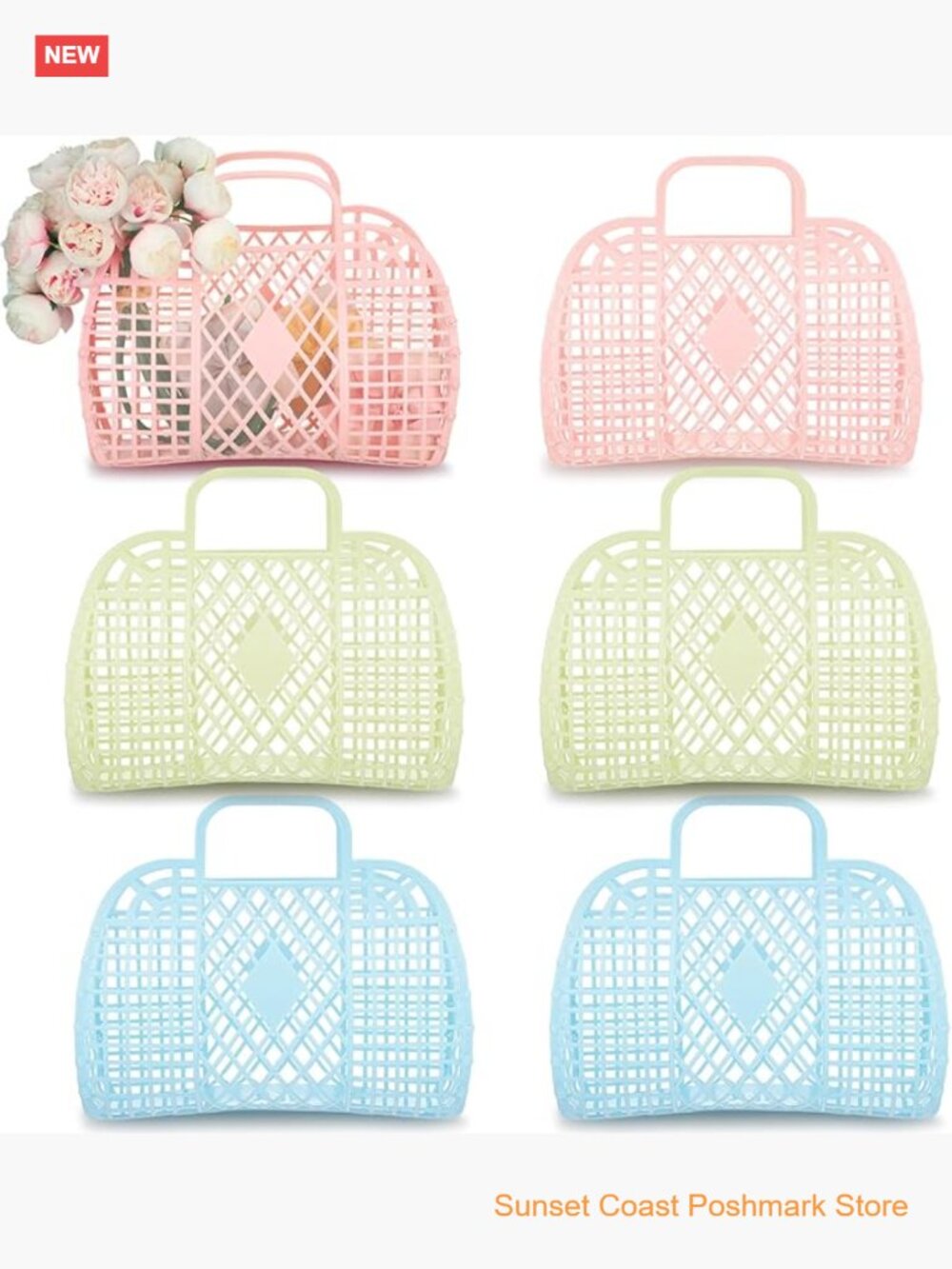 6 Pcs Jelly Purse Bags Plastic Tote Beach Handbags for Women
